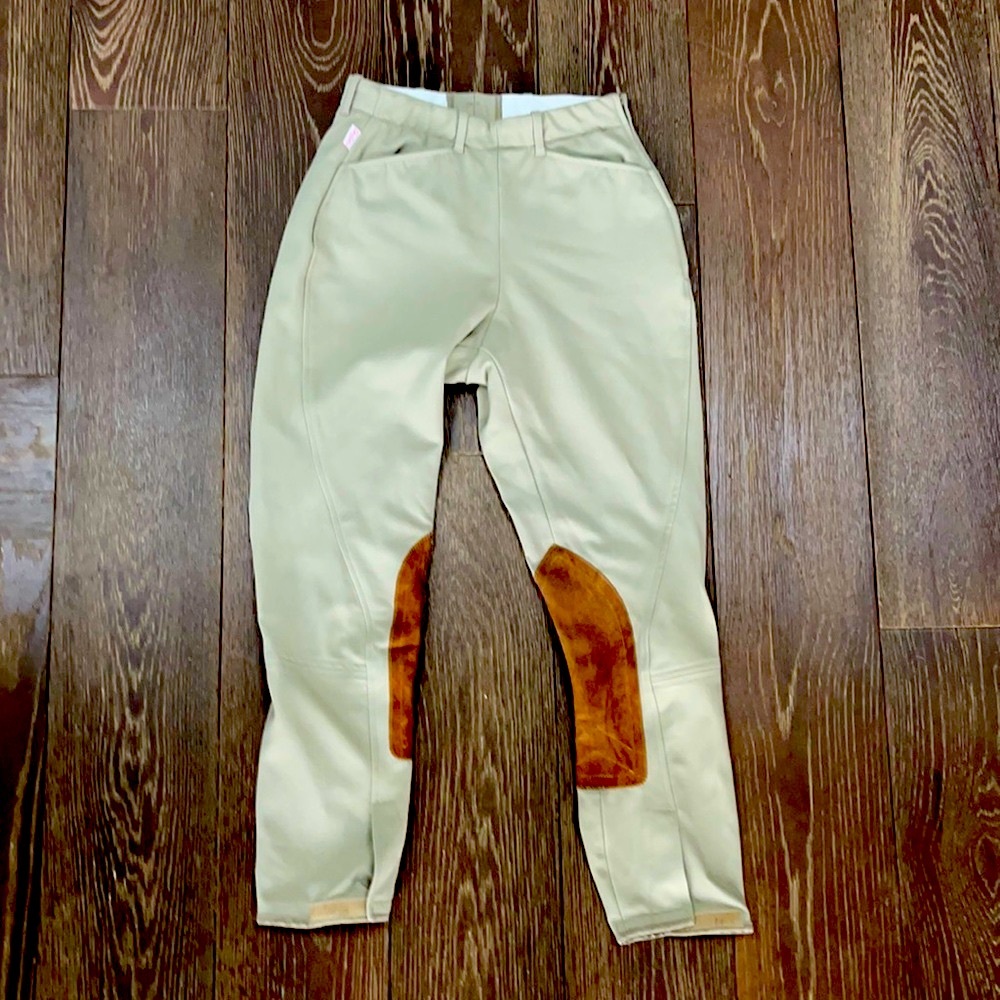 The Tailored Sportsman Beige Breeches with Brown Knee Patches